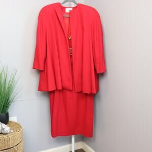 Vintage C'est Simone Skirt Suit open front swing blazer Wool Blend Size 16